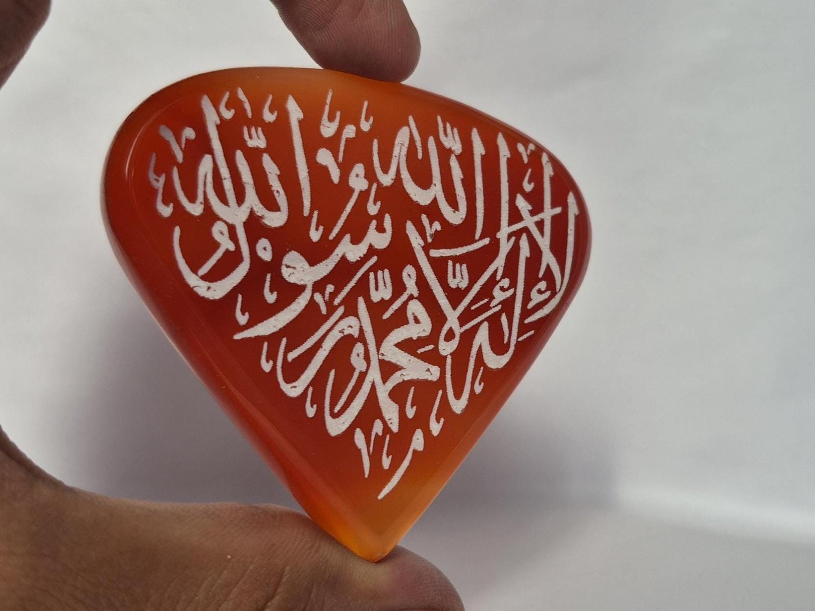 Islamic Aqeeq (Agate) Pendant, Red Aqeeq pendant,Islamic Calligraphy Engraved pendant, Islamic Necklace, Muslim Jewellery, kalima Engraved - Image 2