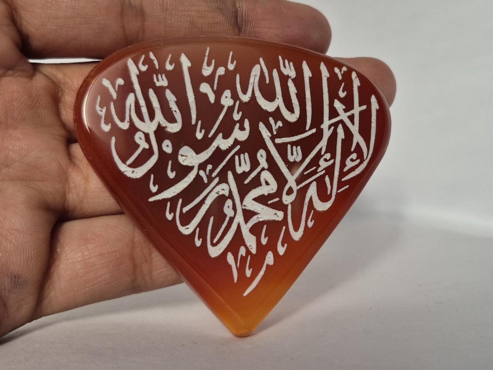 Islamic Aqeeq (Agate) Pendant, Red Aqeeq pendant,Islamic Calligraphy Engraved pendant, Islamic Necklace, Muslim Jewellery, kalima Engraved - Image 8
