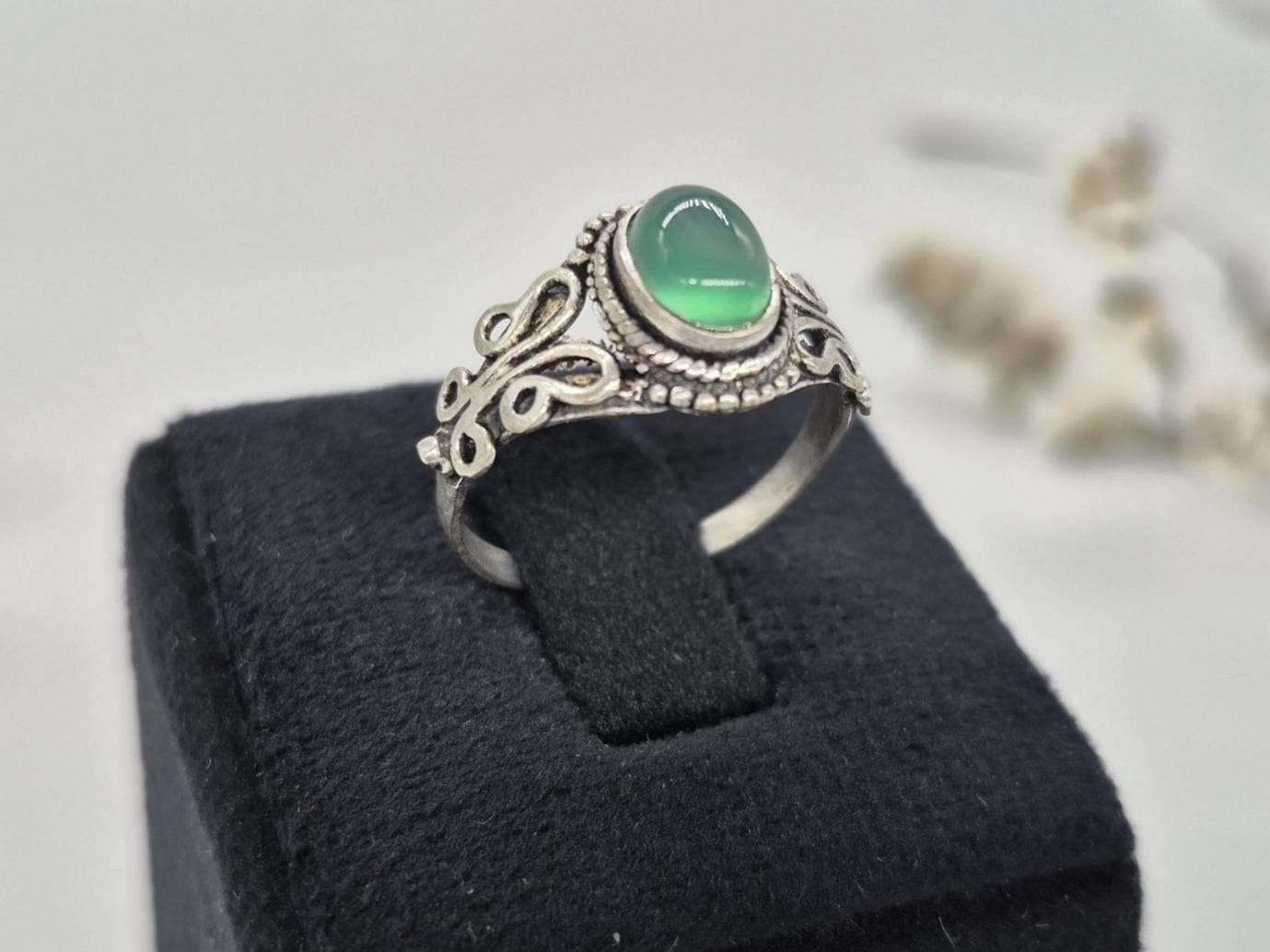 Handmade Green Onyx Ring, Adjustable Ring, unique ring, Boho ring, onyx ring, Designer Ring, Anniversary gift idea, Natural Green Onyx ring - Image 9