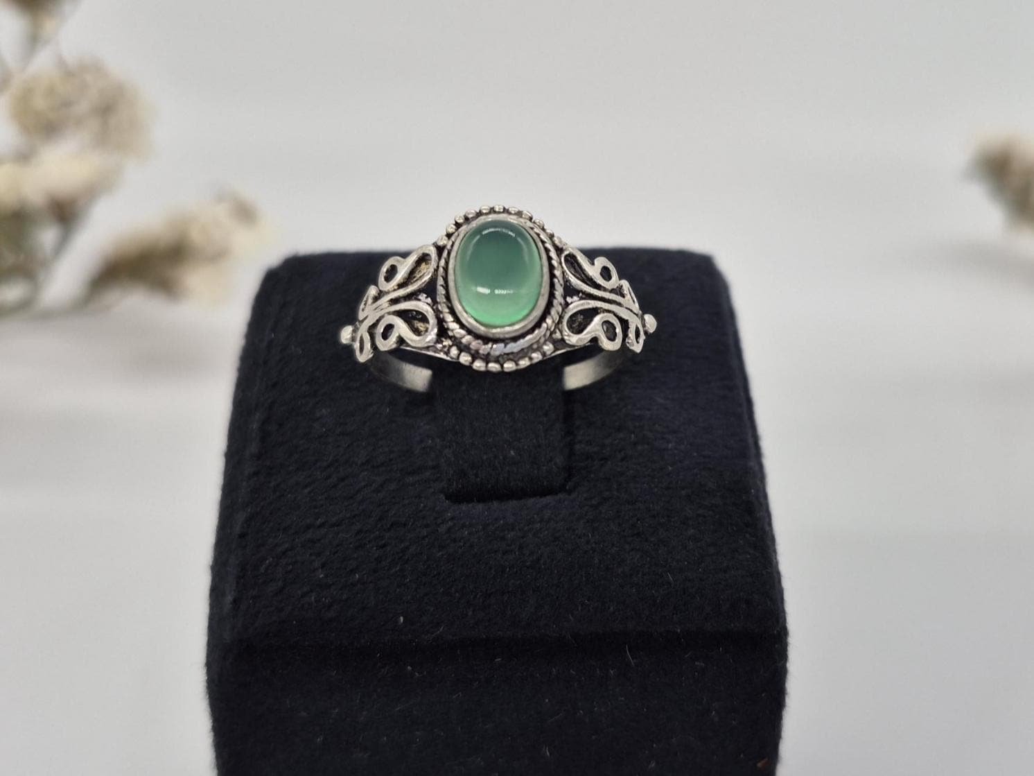 Handmade Green Onyx Ring, Adjustable Ring, unique ring, Boho ring, onyx ring, Designer Ring, Anniversary gift idea, Natural Green Onyx ring - Image 2