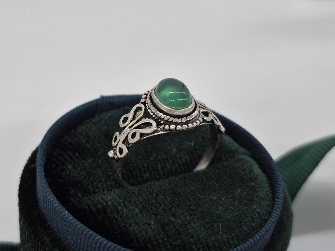 Handmade Green Onyx Ring, Adjustable Ring, unique ring, Boho ring, onyx ring, Designer Ring, Anniversary gift idea, Natural Green Onyx ring - Image 4