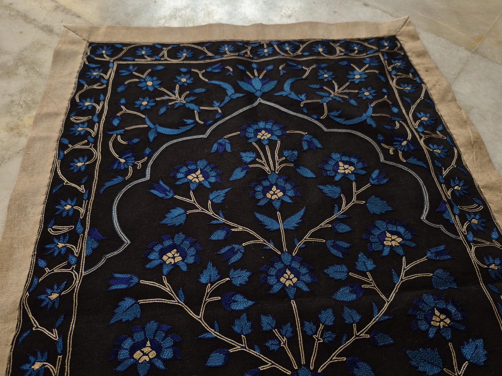 Handmade Embroidery Wall-hanging, Mughal Flower, Tree of life, Indian embroidery textile, home décor Wall-hanging, Mughal Tapestry, Wall Art - Image 8