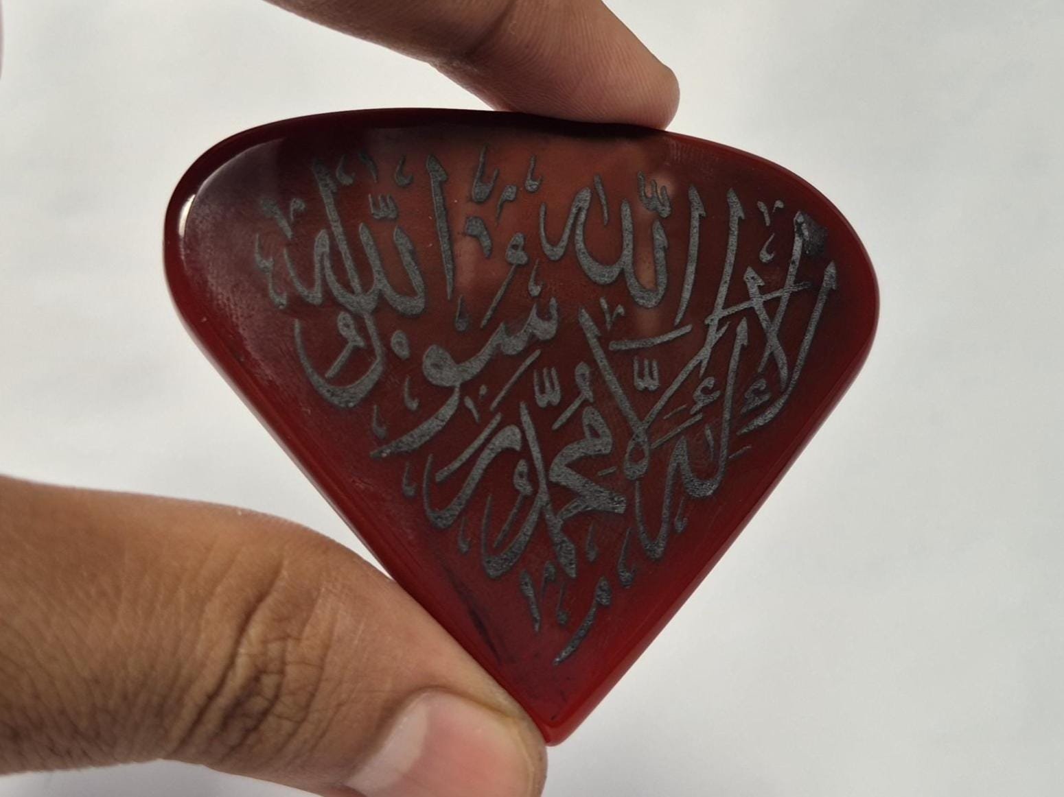 Islamic Aqeeq (Agate) Pendant, Red Aqeeq pendant,Islamic Calligraphy Engraved pendant, Islamic Necklace, Muslim Jewellery, kalima Engraved - Image 5