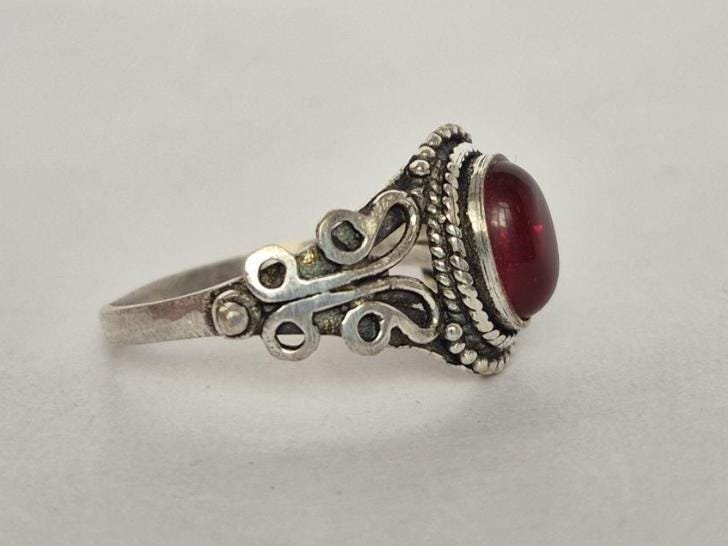 Red Garnet ring, red gemstone ring, boho statement ring, party wear ring, gifts for her, gifts for wife, Anniversary gift for her,Minimalist - Image 10