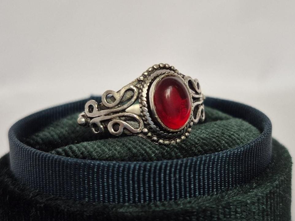 Red Garnet ring, red gemstone ring, boho statement ring, party wear ring, gifts for her, gifts for wife, Anniversary gift for her,Minimalist - Image 3