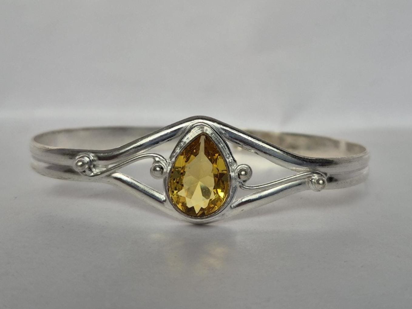 Citrine bangle, adjustable cuff bangle, Women bangle, Handmade Bangle, Adjustable Bangle, Everyday Bangle, Gift For love, Cuff Bangle ,Gift - Image 3