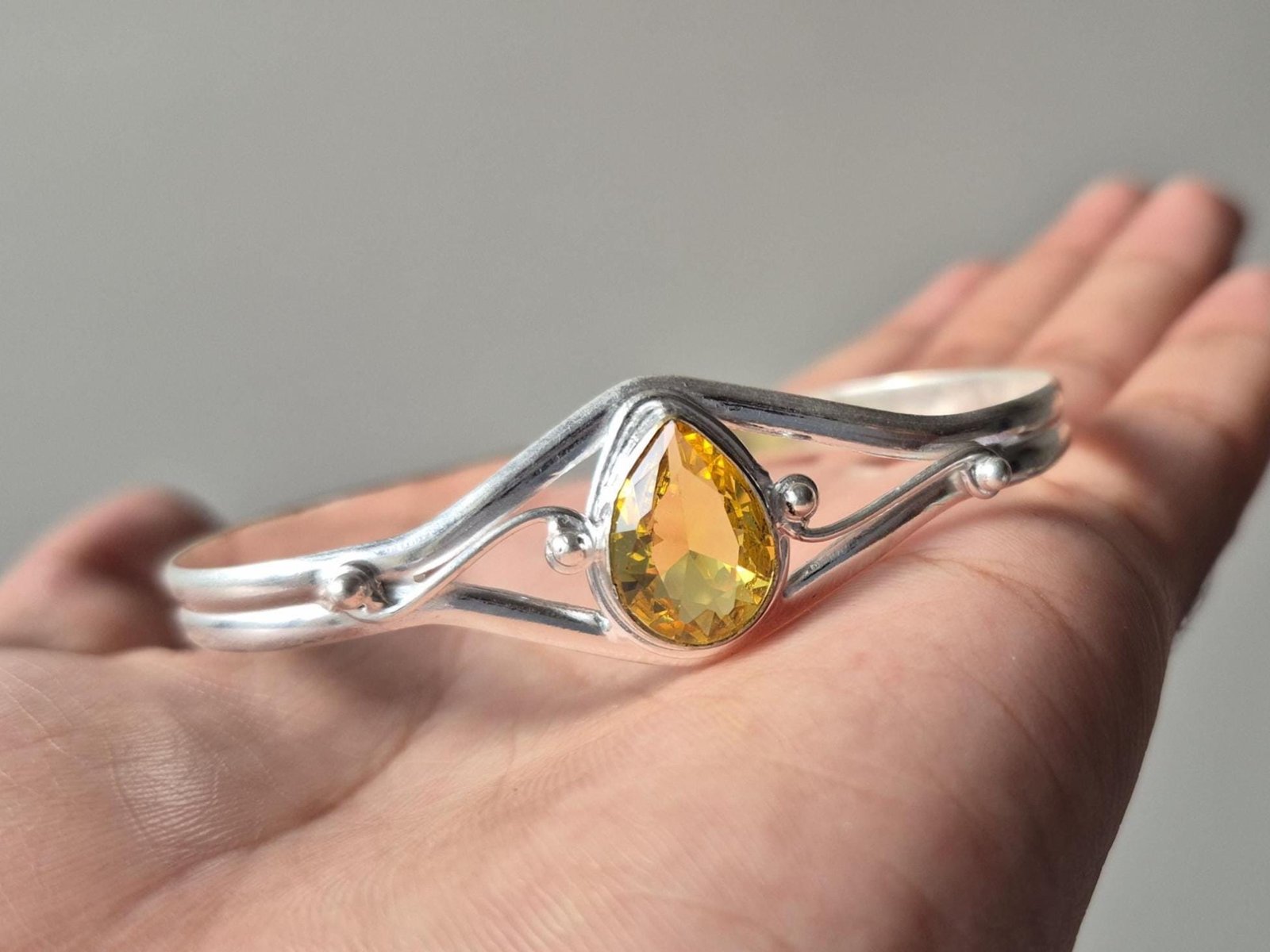 Citrine bangle, adjustable cuff bangle, Women bangle, Handmade Bangle, Adjustable Bangle, Everyday Bangle, Gift For love, Cuff Bangle ,Gift