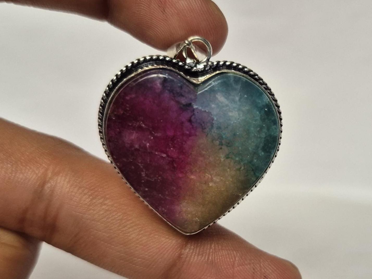 Agate Heart Pendant, Heart gemstone Pendant, Heart Necklace, Gift For Love, Anniversary Gifts, Valentines gift,Agate Heart Necklace ,jewelry - Image 7