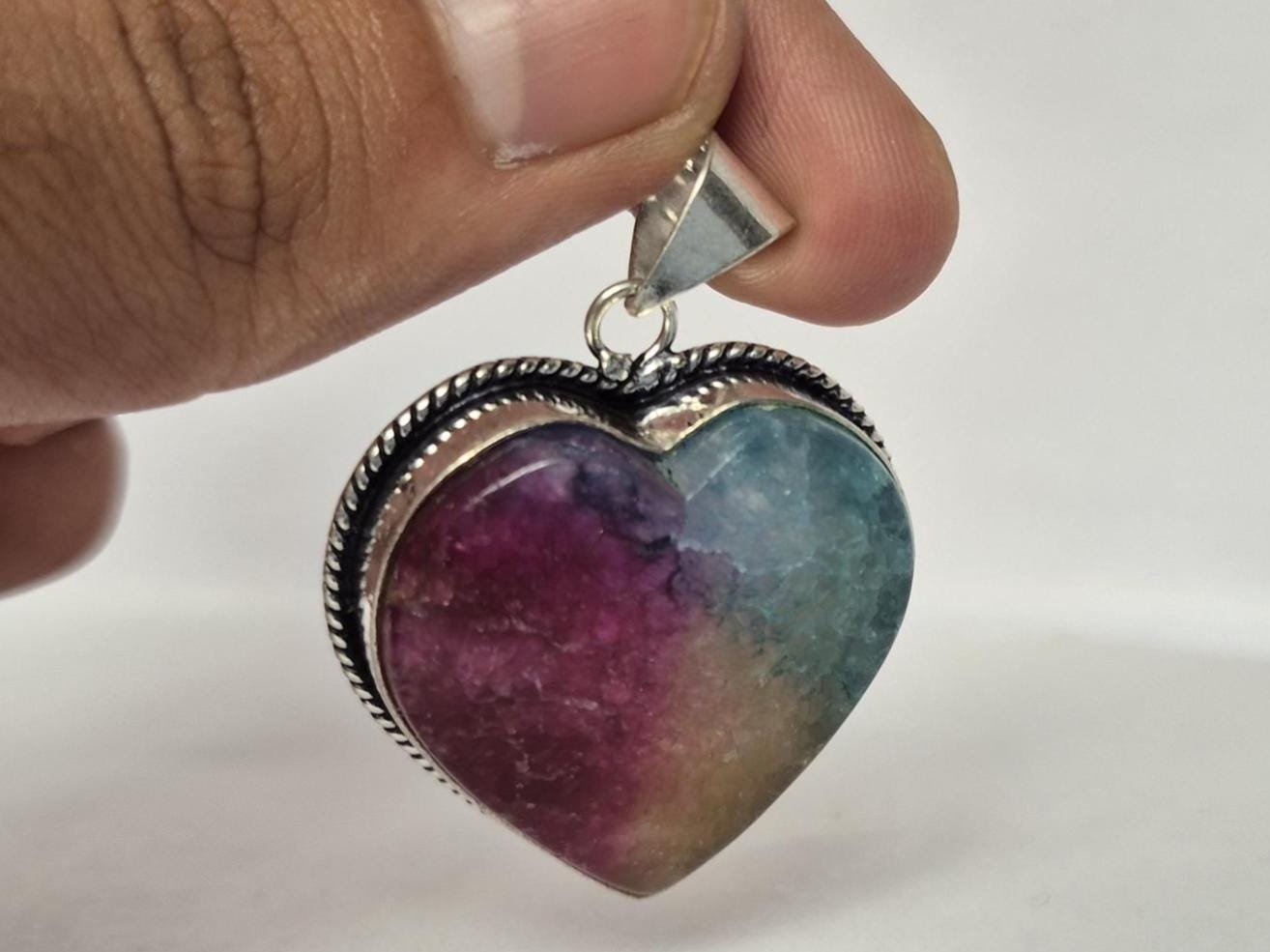 Agate Heart Pendant, Heart gemstone Pendant, Heart Necklace, Gift For Love, Anniversary Gifts, Valentines gift,Agate Heart Necklace ,jewelry - Image 5