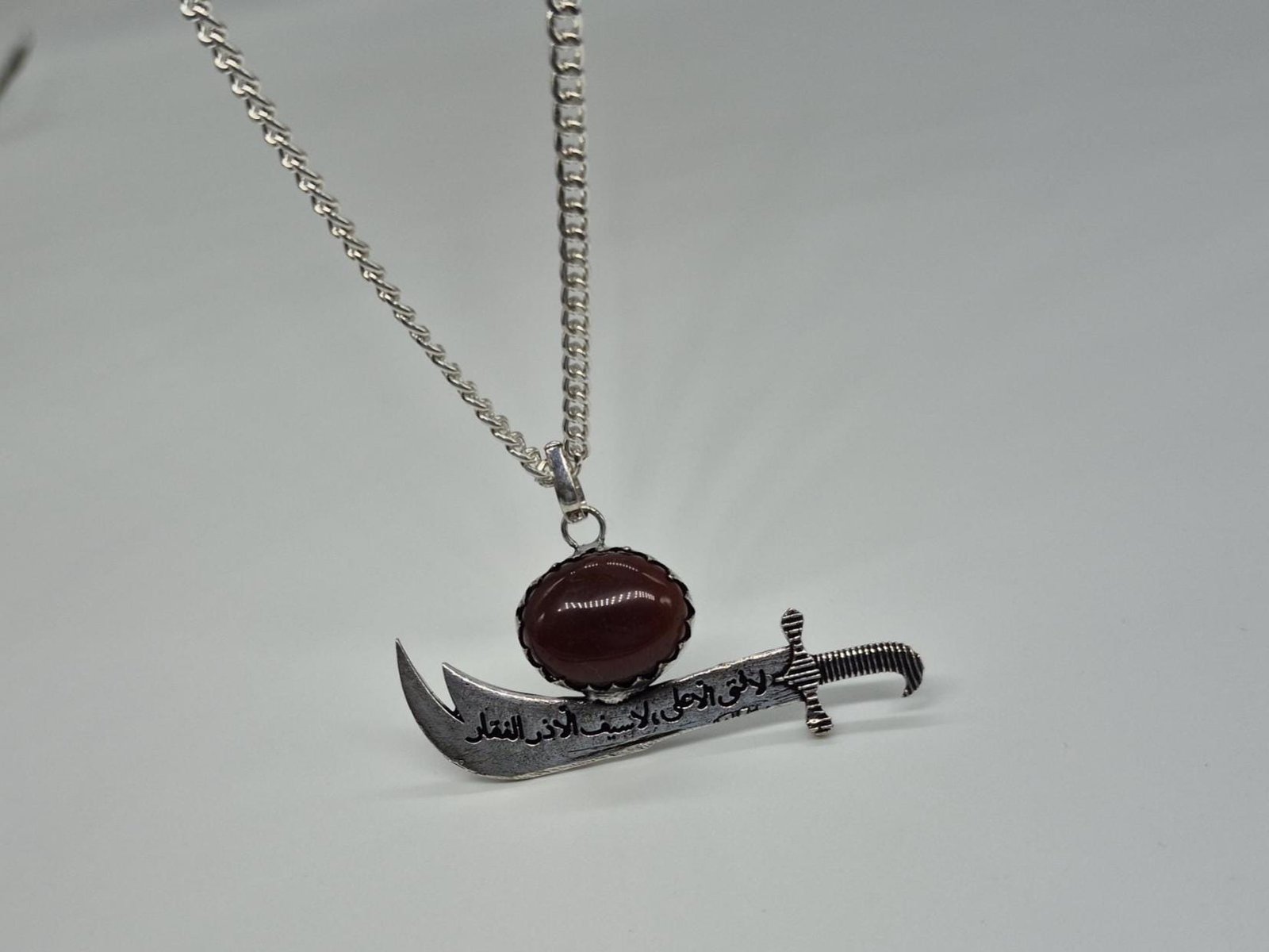 Islamic Aqeeq Sword Pendant, Zulfiqar Sword Necklace, Islamic Sword pendant, Islamic Jewelry ,Imam Ali Sword Necklace, Muslim Gifts,Zulfiqar - Image 3
