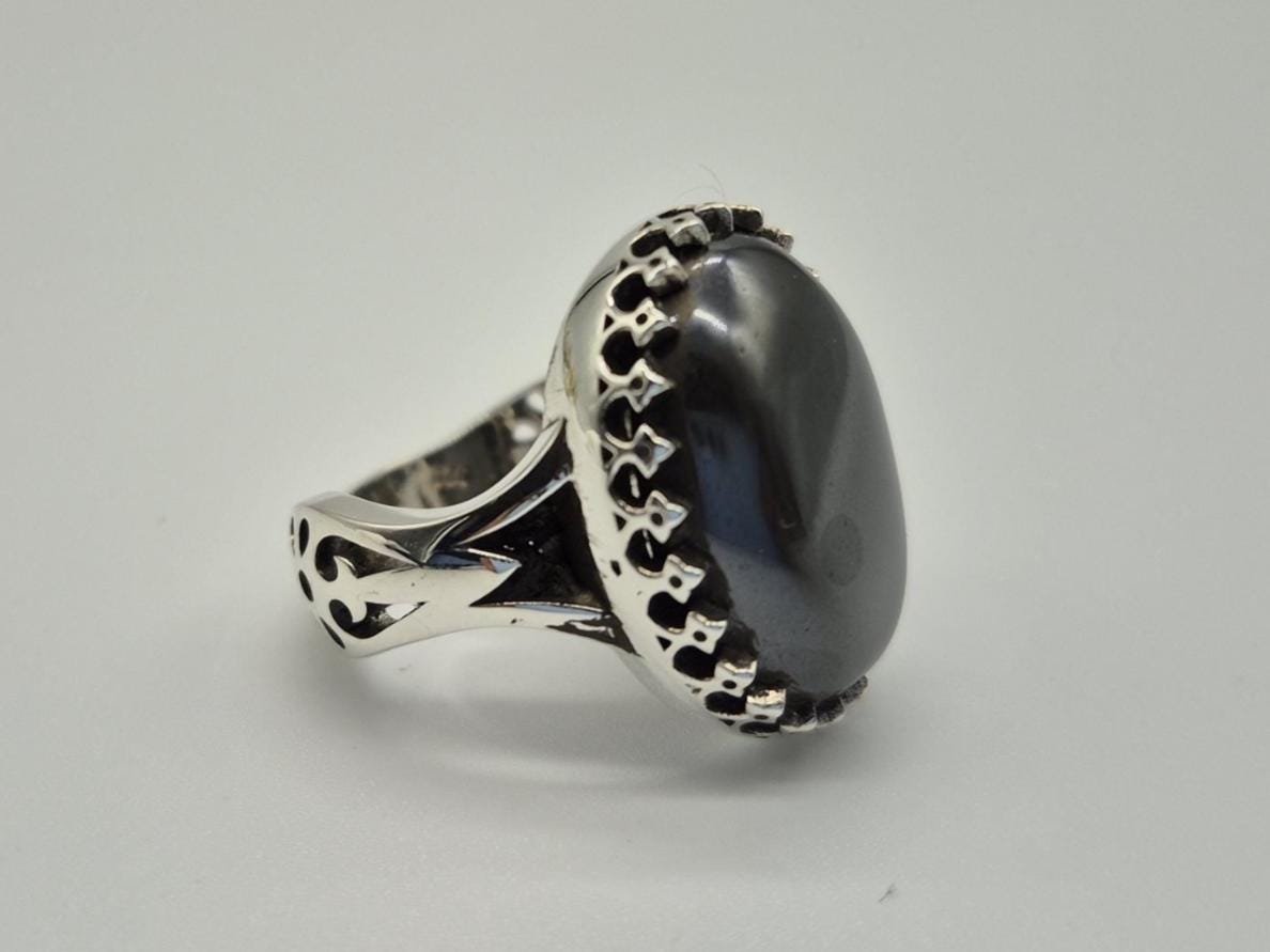 Genuine Hematite Silver Ring, Handmade Silver Ring, Men's Silver Ring, 925 Silver Designer Ring, Hematite Ring, Gifts for him ,Promise Ring - Image 2