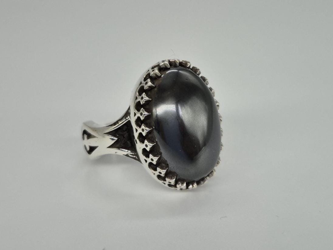 Genuine Hematite Silver Ring, Handmade Silver Ring, Men's Silver Ring, 925 Silver Designer Ring, Hematite Ring, Gifts for him ,Promise Ring - Image 7