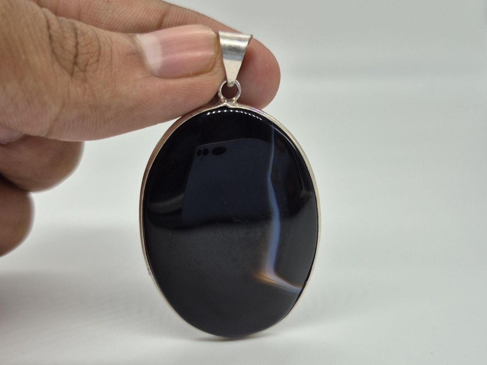 Natural Suleimani Agate Pendant, Black Aqeeq pendant, Banded agate pendant, Handmade Pendant, Sulemani Aqeeq pendant, Everyday wear pendant - Image 3