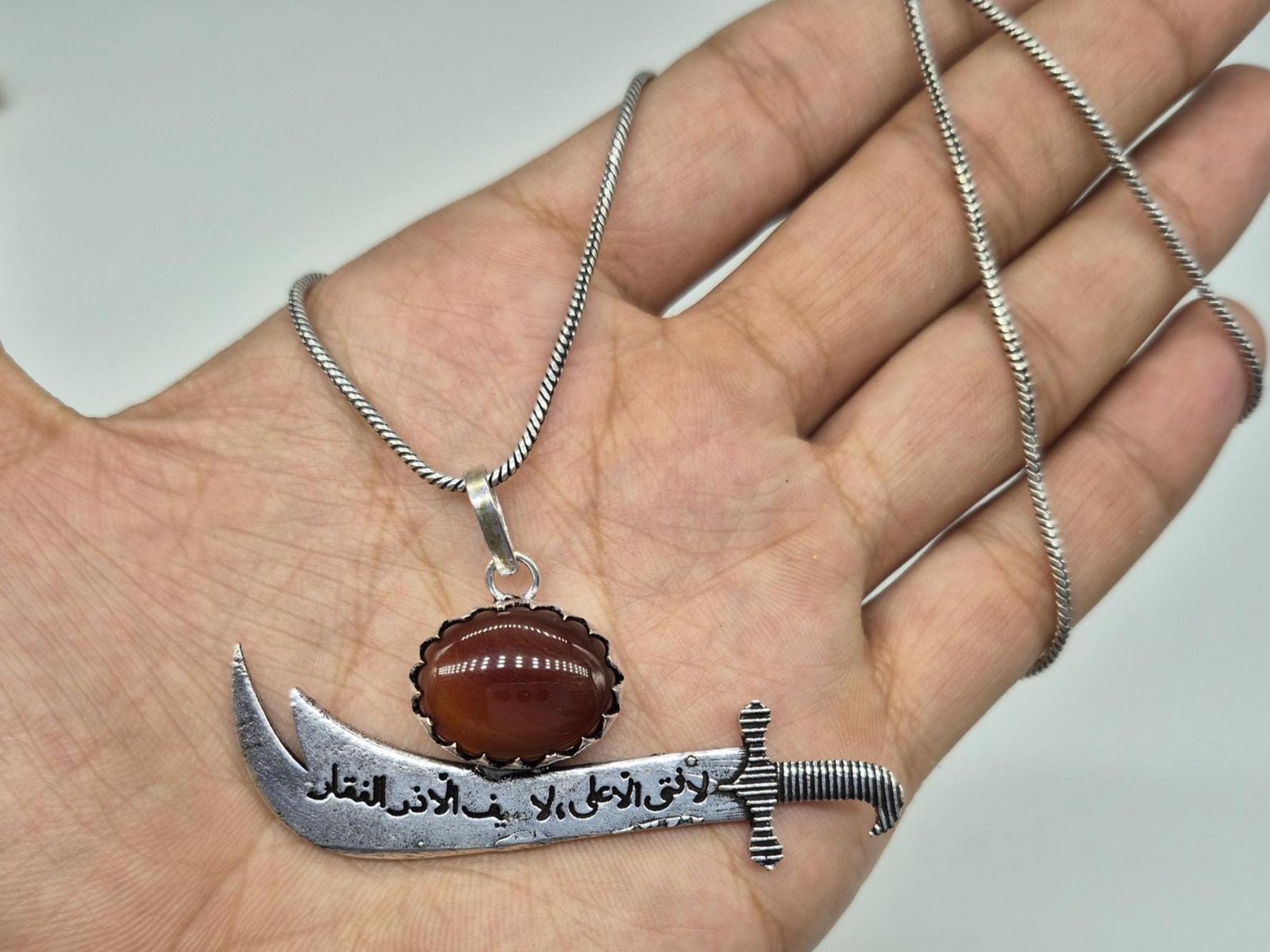Islamic Aqeeq Sword Pendant, Zulfiqar Sword Necklace, Islamic Sword pendant, Islamic Jewelry ,Imam Ali Sword Necklace, Muslim Gifts,Zulfiqar - Image 5