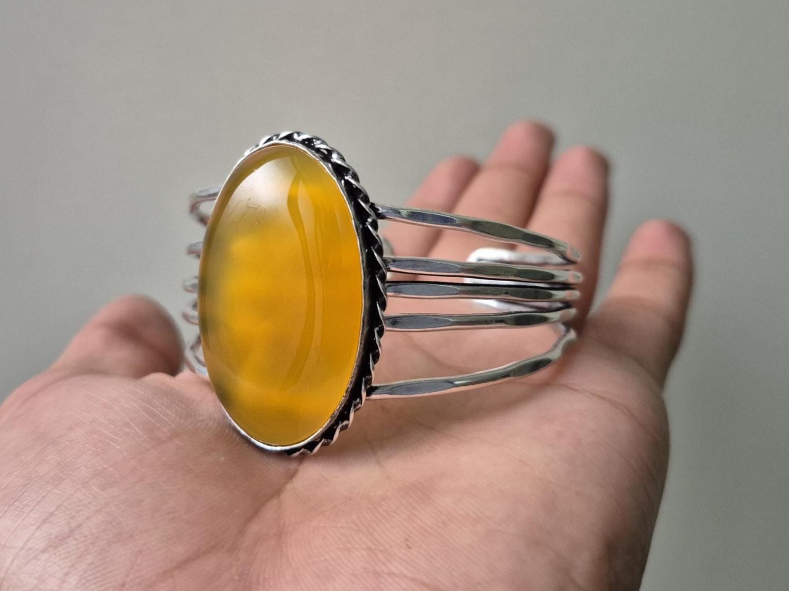 Yellow Onyx Bangle , Adjustable Bangle, Artisan Boho bangle, boho bangle, Women's bangle, Cuff Bracelet, Everyday wear Bangle, Handmade gift