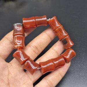 Natural Red Carnelian Agate Bracelet | Stretchable Aqeeq Beads Bracelet | Natural Stone Jewelry | Unisex Gemstone Bracelet | Agate bracelet