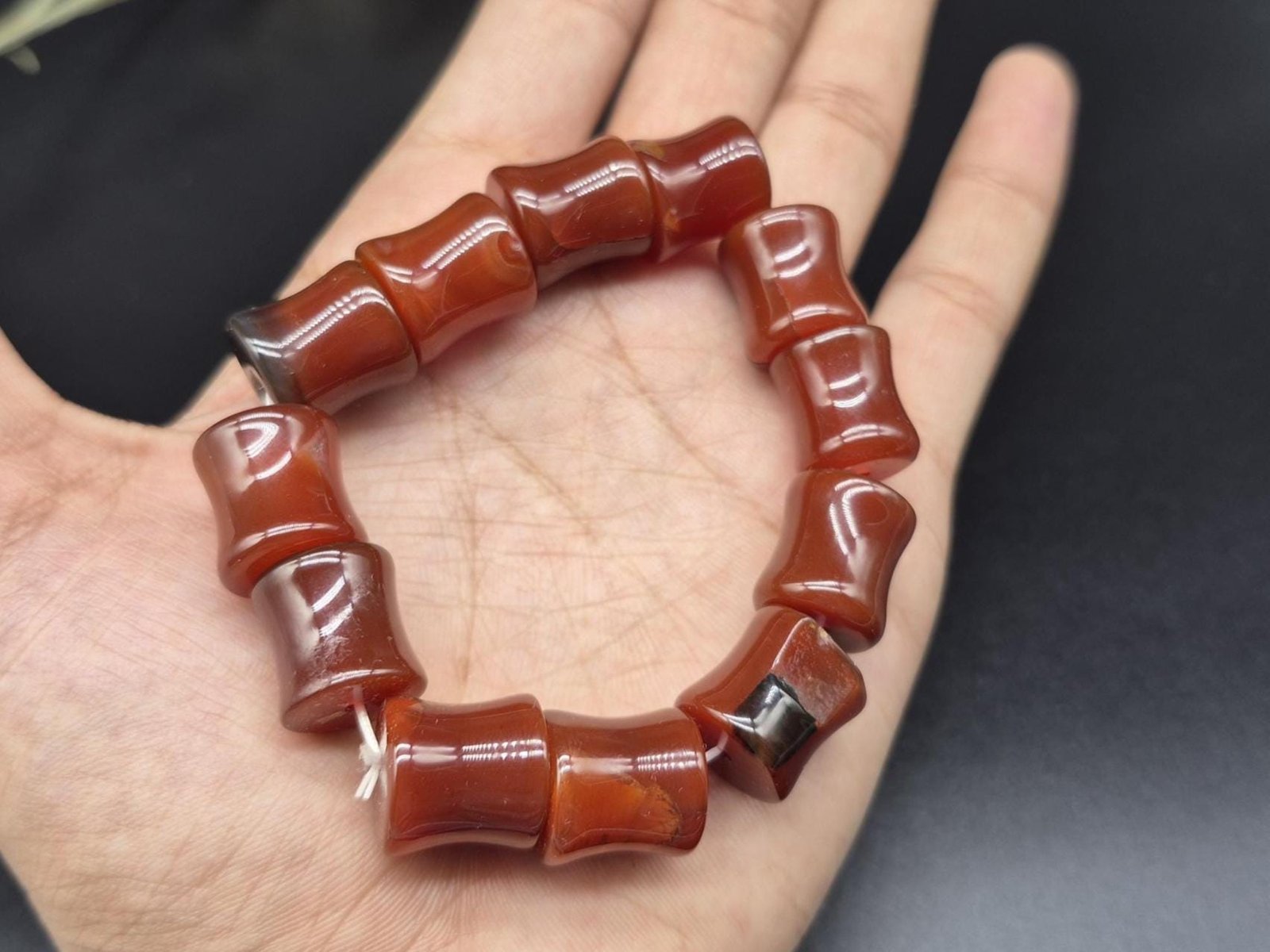 Natural Red Carnelian Agate Bracelet | Stretchable Aqeeq Beads Bracelet | Natural Stone Jewelry | Unisex Gemstone Bracelet | Agate bracelet - Image 4