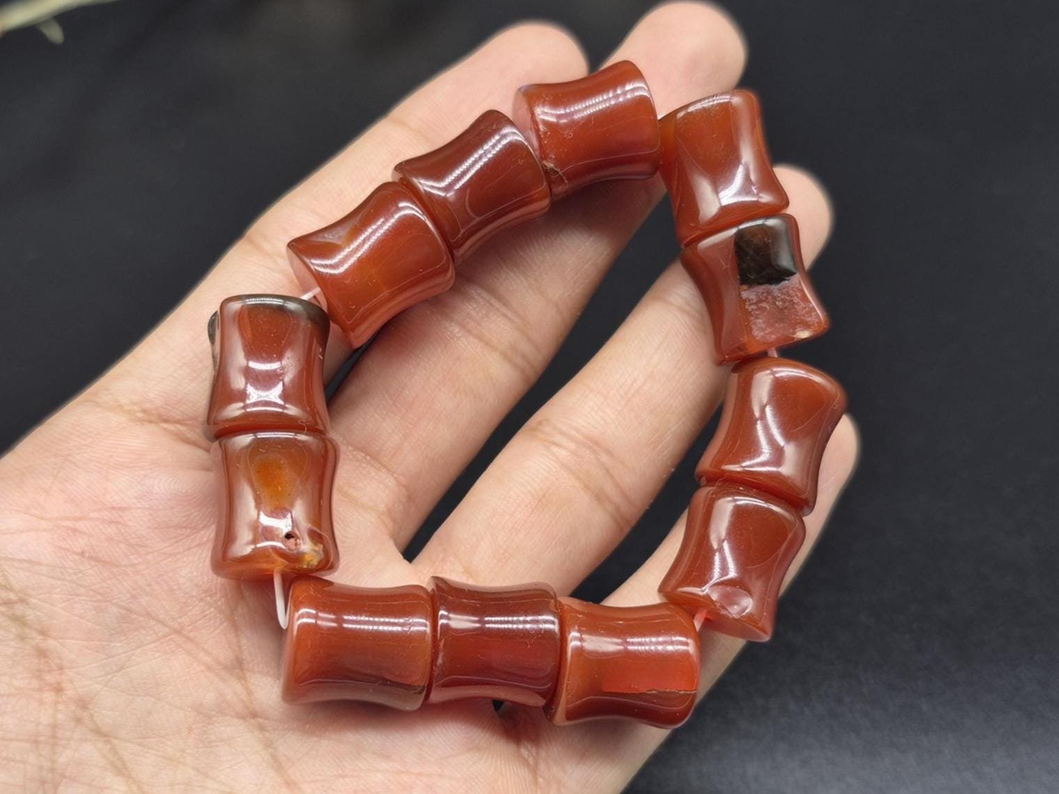 Natural Red Carnelian Agate Bracelet | Stretchable Aqeeq Beads Bracelet | Natural Stone Jewelry | Unisex Gemstone Bracelet | Agate bracelet - Image 7