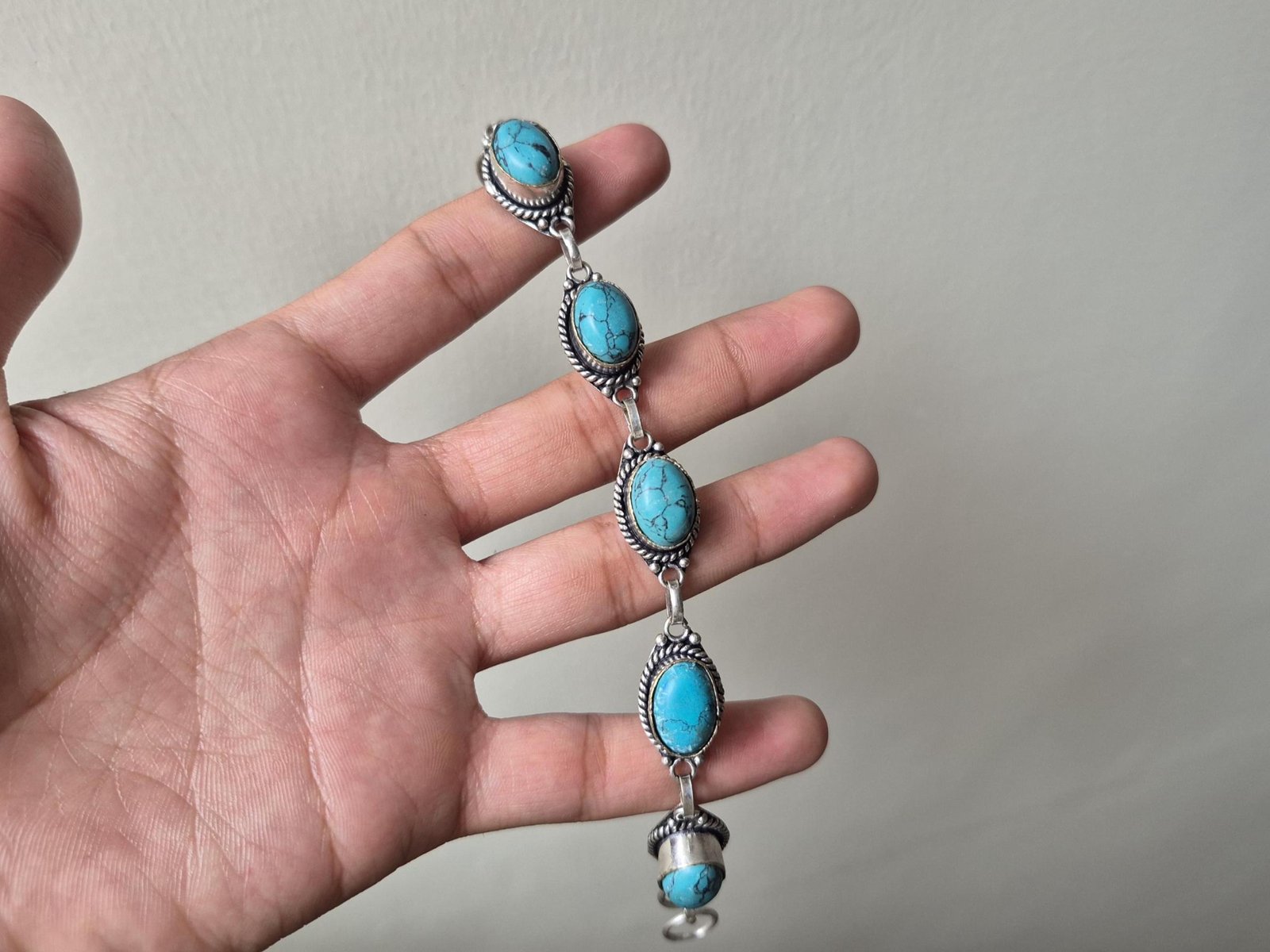 Turquoise Gemstone Bracelet, Adjustable Bracelet, Cuff Bracelet, Men's Bracelet, Charm Bracelet, worry Bracelet ,Handmade bracelet boho gift - Image 5