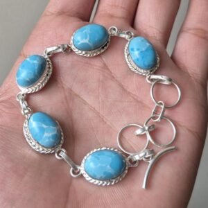 Handmade Larimar Bracelet, Blue Stone Bracelet, Adjustable Bracelet, Bracelet for gift ,Handmade designer bracelet, Decent Statement Jewelry