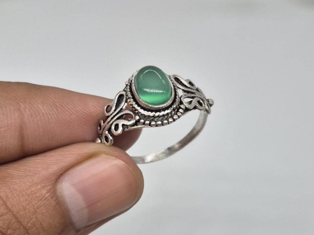Handmade Green Onyx Ring, Adjustable Ring, unique ring, Boho ring, onyx ring, Designer Ring, Anniversary gift idea, Natural Green Onyx ring - Image 3