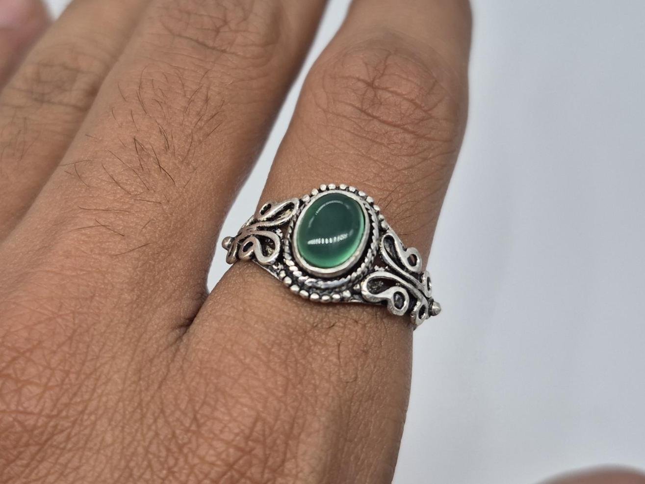 Handmade Green Onyx Ring, Adjustable Ring, unique ring, Boho ring, onyx ring, Designer Ring, Anniversary gift idea, Natural Green Onyx ring - Image 5