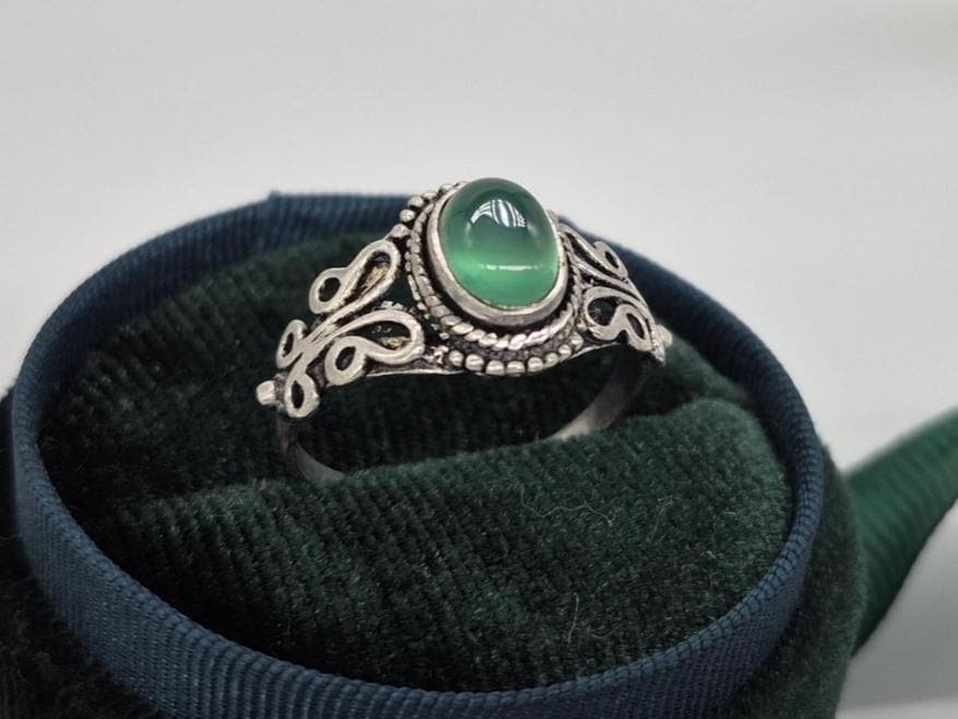Handmade Green Onyx Ring, Adjustable Ring, unique ring, Boho ring, onyx ring, Designer Ring, Anniversary gift idea, Natural Green Onyx ring - Image 6