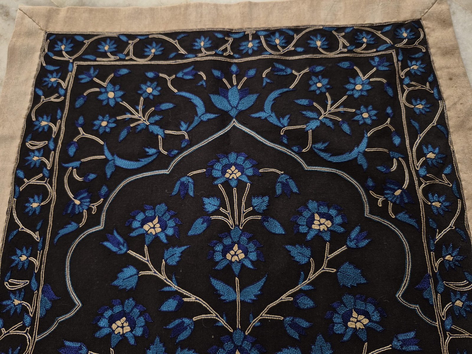 Handmade Embroidery Wall-hanging, Mughal Flower, Tree of life, Indian embroidery textile, home décor Wall-hanging, Mughal Tapestry, Wall Art - Image 7