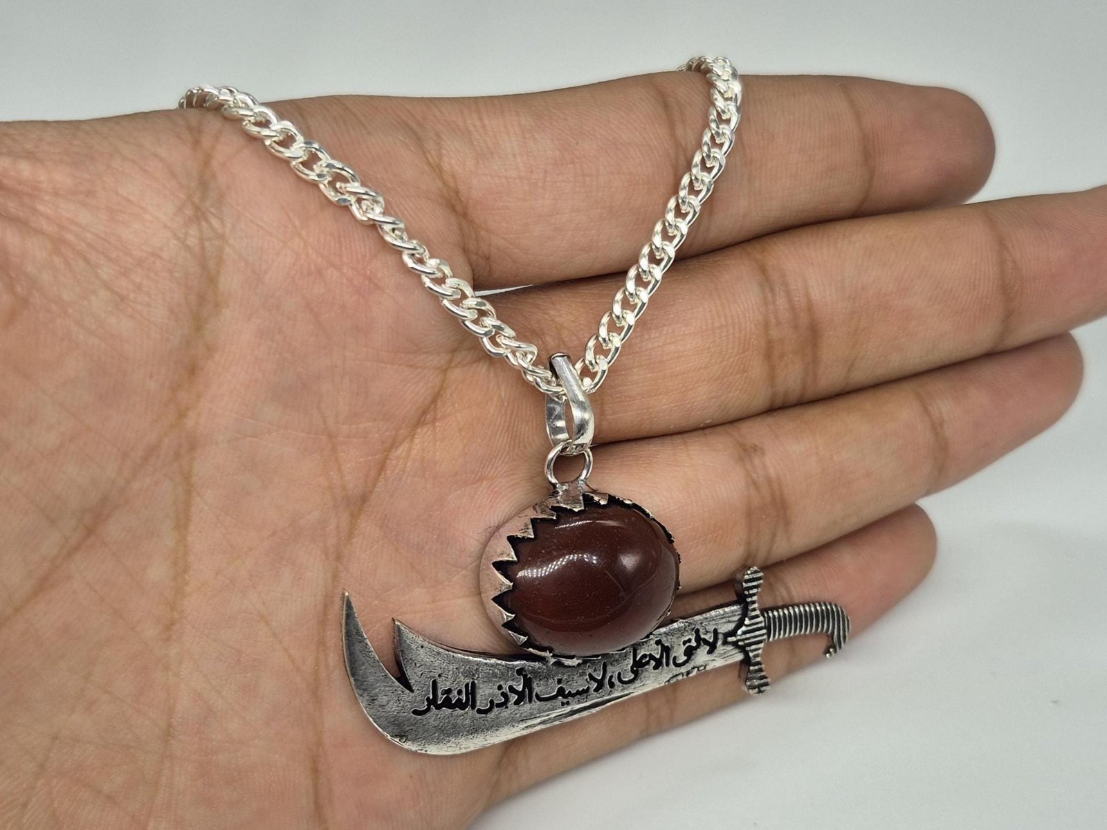 Islamic Aqeeq Sword Pendant, Zulfiqar Sword Necklace, Islamic Sword pendant, Islamic Jewelry ,Imam Ali Sword Necklace, Muslim Gifts,Zulfiqar - Image 4