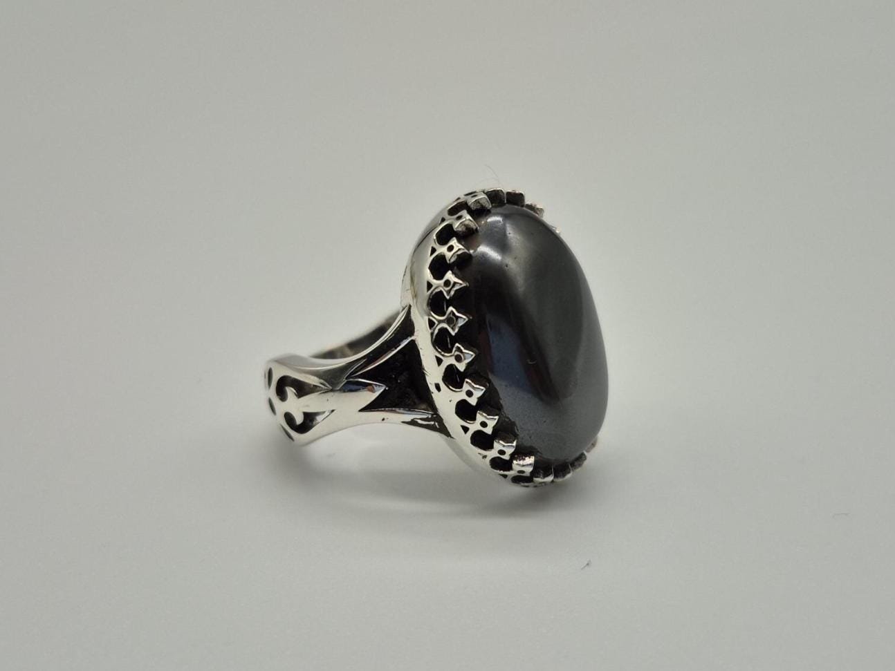 Genuine Hematite Silver Ring, Handmade Silver Ring, Men's Silver Ring, 925 Silver Designer Ring, Hematite Ring, Gifts for him ,Promise Ring