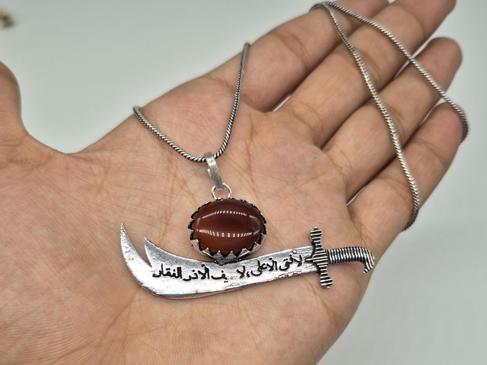 Islamic Aqeeq Sword Pendant, Zulfiqar Sword Necklace, Islamic Sword pendant, Islamic Jewelry ,Imam Ali Sword Necklace, Muslim Gifts,Zulfiqar - Image 4